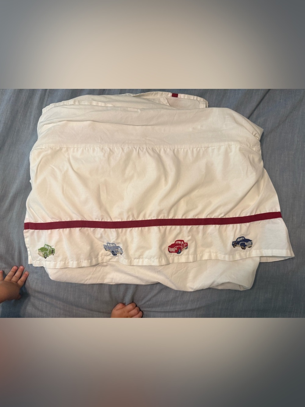 Vintage Pottery Barn Kids Crib Skirt - Trucks